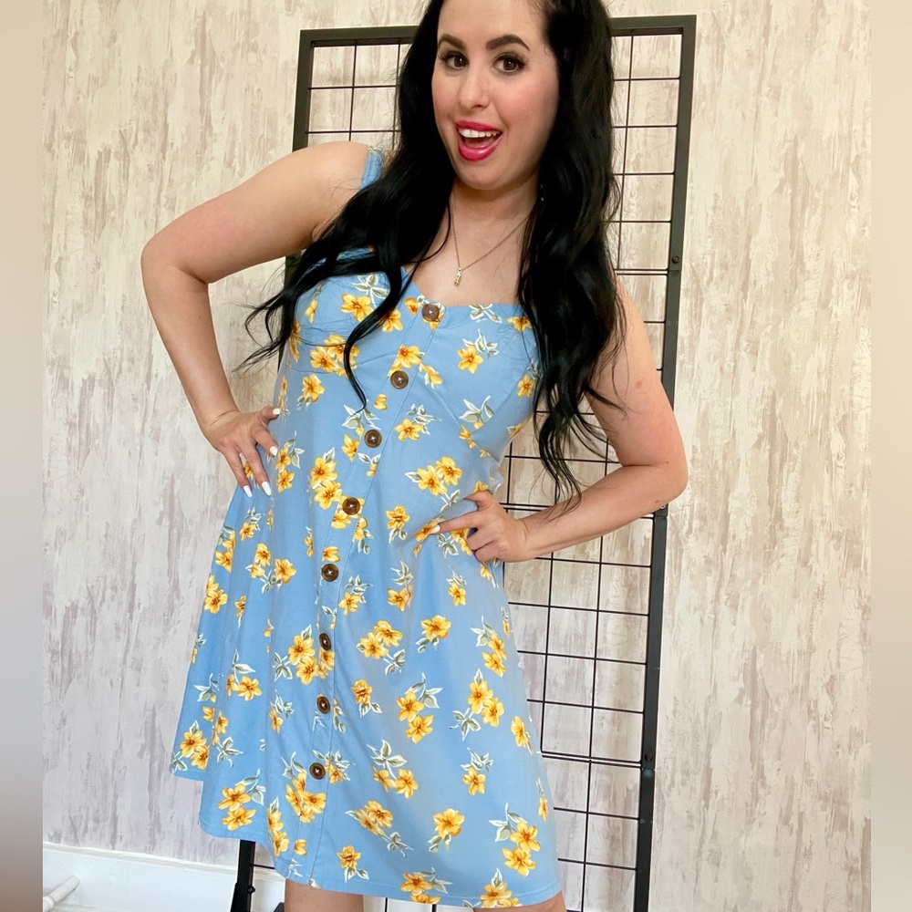 Blue/Yellow Flower Sundress Size XXL by No Boundaries - Butter Soft Fabric